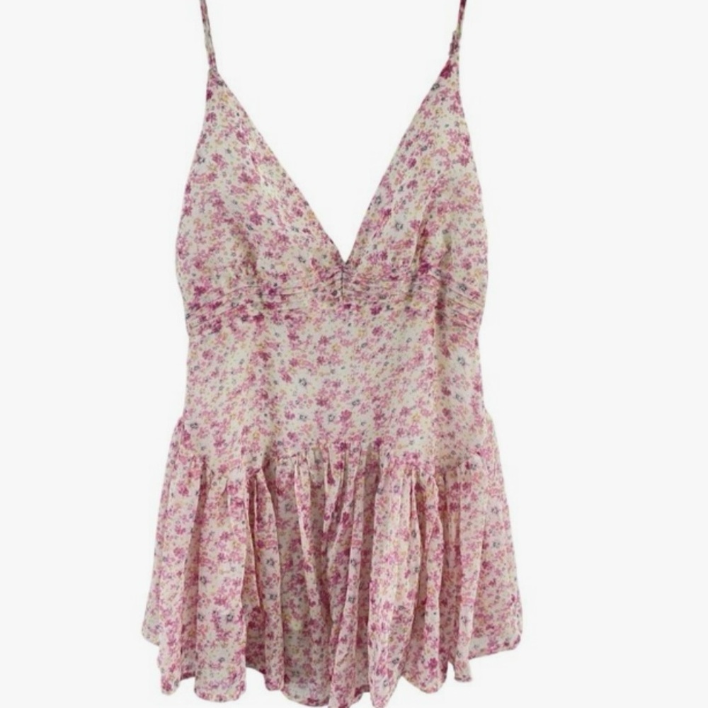 Floral Pink Sleeveless Dress